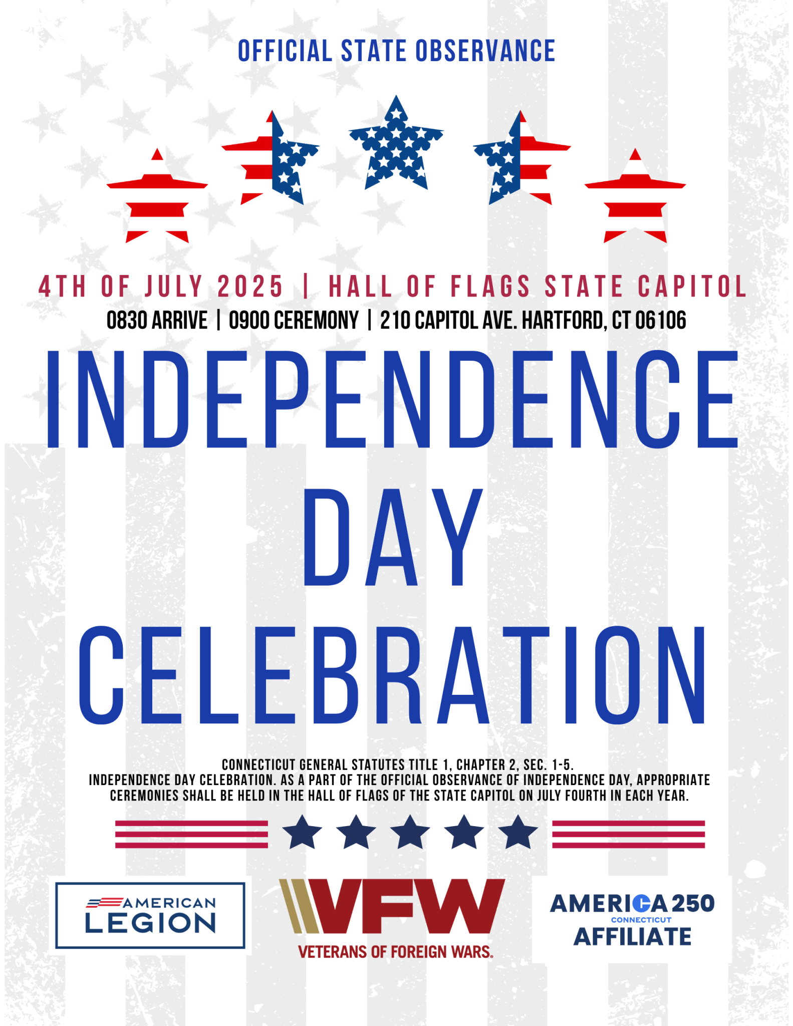 PICKETT PRESIDES OVER CONNECTICUT OFFICIAL INDEPENDENCE DAY CEREMONY